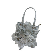 Stylish 3D Flower Evening Bag Petal Design Handbag-Silver
