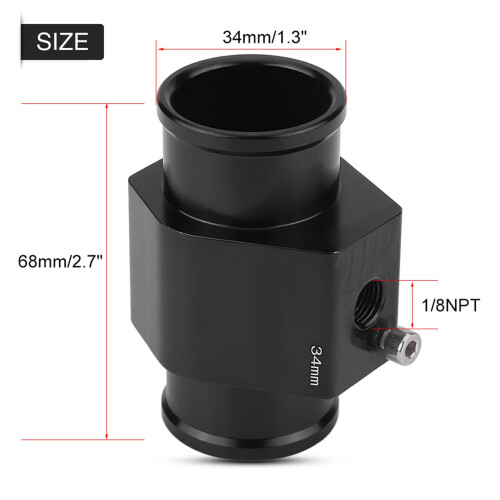 Auto-Wassertemperatursensor Adapter 34mm Aluminium Rohr Messing Anschluss 1