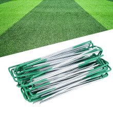 Garden Stakes, Landscape Pins Stakes Turf U Pins Metal Galvanised Pegs 100pcs Half Green Artificial Grass Staples Weed
