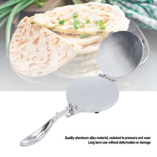 8in Aluminum Alloy Tortilla Press, Multifunctional Silver Kitchen Tool 2