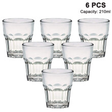Stapelbare, transparente Trinkbecher, robustes Glas, BPA-frei, ideal für den Außenbereich, liegt gut in der Hand, beständig gegen