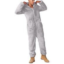 Onesie Men's Warm Fleece Jumpsuit Cuddly Funny Long Pyjamas Soft Full Body Suit Sleepwear with Zip Plain Lounge Wear Comfortable Leisure Suit S Gray
