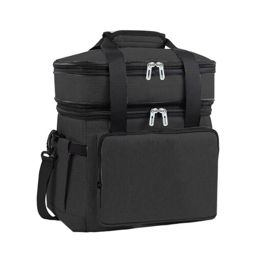 Strong Insulated Coolers Bag with Shoulder Strap Nylon-Black