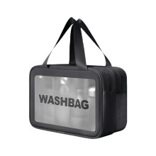 Handheld Makeup Bag Large Capacity Wash Bag Clear-Black M