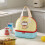 Lunch Bag with 2 Main Compartments Coolers Bag-Blue Grid 5