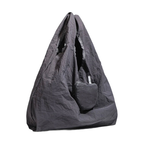 Compact Unisex Nylon Grocery Bag With Waterproof Feature-Gray