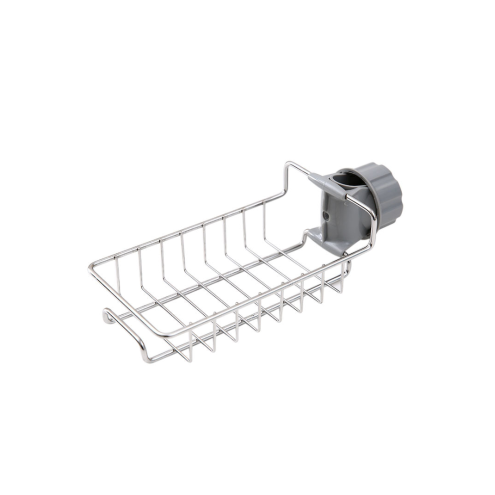 Faucet Sponge Holder For Kitchen Sink, Clamp Design Space-Saving Storage Rack, Anti-Rust Capacity Stainless Steel With Drainage Design For Bathroom, K 9318128651143