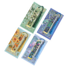 4Pcs Vintage Oil Painting Themed Bookmarks with Tassels Hollow