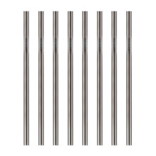 Set of Eight Reusable Straws, Assorted Designs For All Tumblers, Food-Grade Stainless Steel, Portable Bag And Easy to Clean