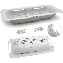 Ustensiles de cuisine multifonctionnels : passoire efficace et extensible pour s’adapter à votre évier, en plastique léger et durable pour une