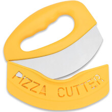 Pizzasnijder met gebogen lemmet, ergonomische dubbele handgrepen voor soepel snijden, inclusief beschermhoes en vaatwasmachinebestendig (perfect voor