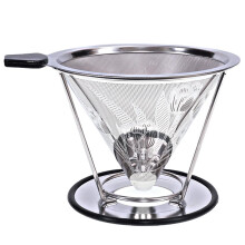 Picurător de cafea cu picurare lentă, filtru fără hârtie, con din oțel inoxidabil pentru arome bogate, compact și ușor, curățare ușoară,