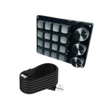 Bedraad macrotoetsenbord met eenvoudige-Grijs gestreepte knop