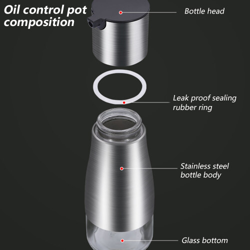 Olie- og eddikedispenser med smart flowkontrol, sprayoliedispenserflaske lavet af premium rustfrit stål og glas, ideel til køkkenoliedispenser 2