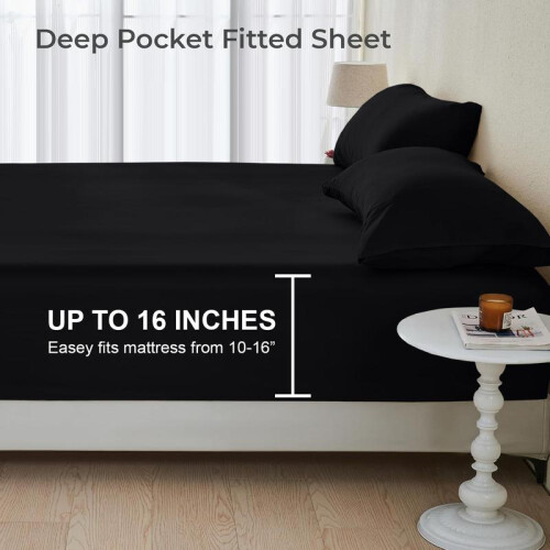 (Charcoal, King) Extra Deep Premium Quality Microfiber Fitted Bed Sheets - Available in 25cm, 40cm & Jersey 30cm Deep Options, 1