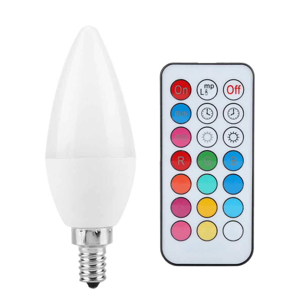 Rgb Led Candle Bulb 3W Ac85-265V With Remote Warm & Multi Colour White/Light