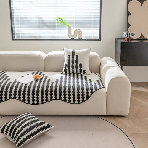 Chenilles Sofa Throw Blanket Cushions NonSlip-Green Style 3 2