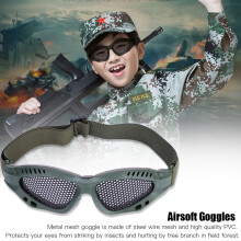 Metallnetz-Augenprotection für CS-Spiele, Spielebrille mit verstellbarem Gurt (Armeegrün)