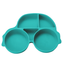 Piatto in silicone con scomparti divisi, dai colori vivaci e allegri che promuovono sane abitudini alimentari per i bambini piccoli.