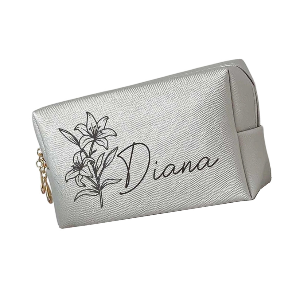 Cosmetic Storage Bag Large Capacity Water-silver flower