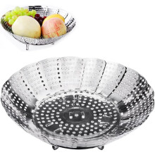 Sunn matlaging Alternativ kjøkkenkolleksjon Utvidbar grønnsaksdamper, Bevar næringsstoffer Rustfritt stål Sammenleggbar design, Tykk rustfritt