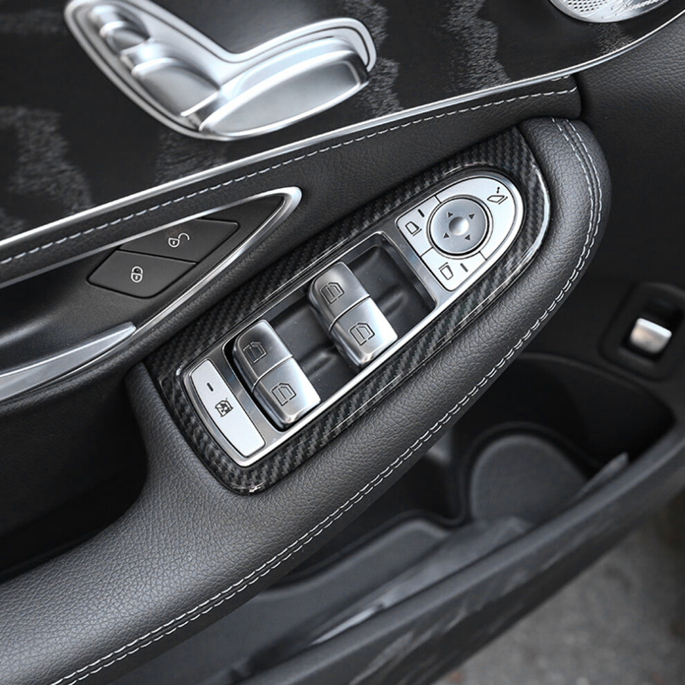 4Pcs Carbon Fiber Look Window Lift Switch Buttons For W205 C Class Vehicles 9351362705395