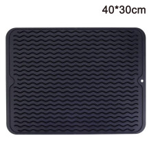 Tapis en silicone écologique réutilisable, 40 x 30 cm, antidérapant et résistant à la chaleur, pour égoutter la vaisselle dans la cuisine,