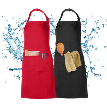 Kochschürzen-Set, wasserabweisend, 2er-Pack zum Kochen, Backen und Basteln, große Schürzen mit doppelter Tasche für Küchenutensilien und Rezepte