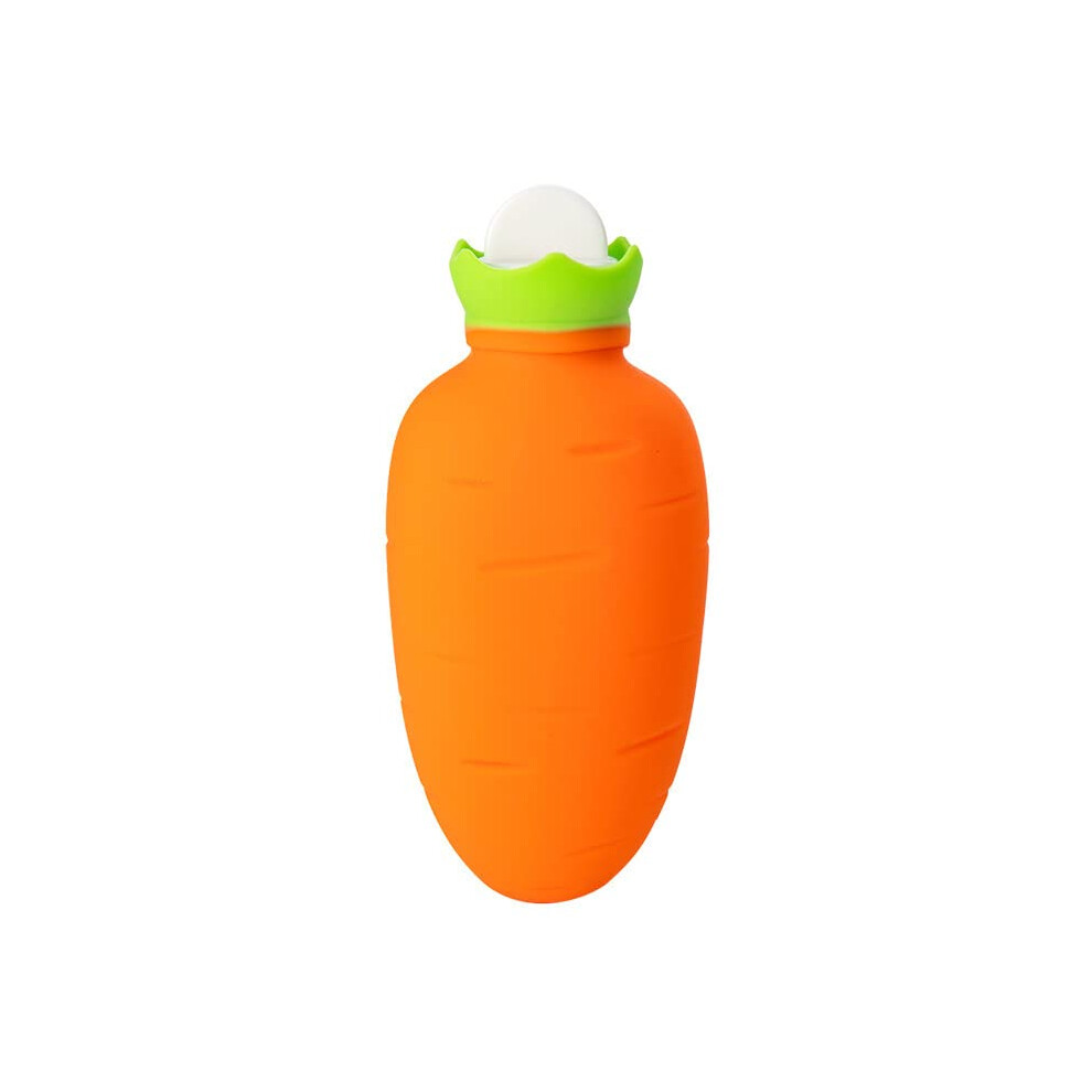 Orange Silicone Explosion-Proof Hot Water Injection Hot Water Bag, Mini Cute Hand Warmer, Portable Carrot Foot Warmer, Reusable Hot Water Bottle (Orange)