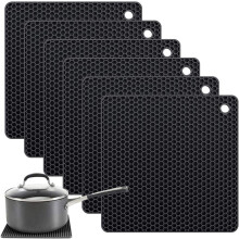 Küchen-Topflappen-Set, strapazierfähige und flexible Silikon-Untersetzer mit hitzebeständiger Oberfläche und Aufhängeschlaufe, rutschfeste