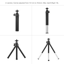 Stativ für Telefon, zweigeteiltes, ausziehbares Desktop-Hold, max. 0,5 kg, schwarz