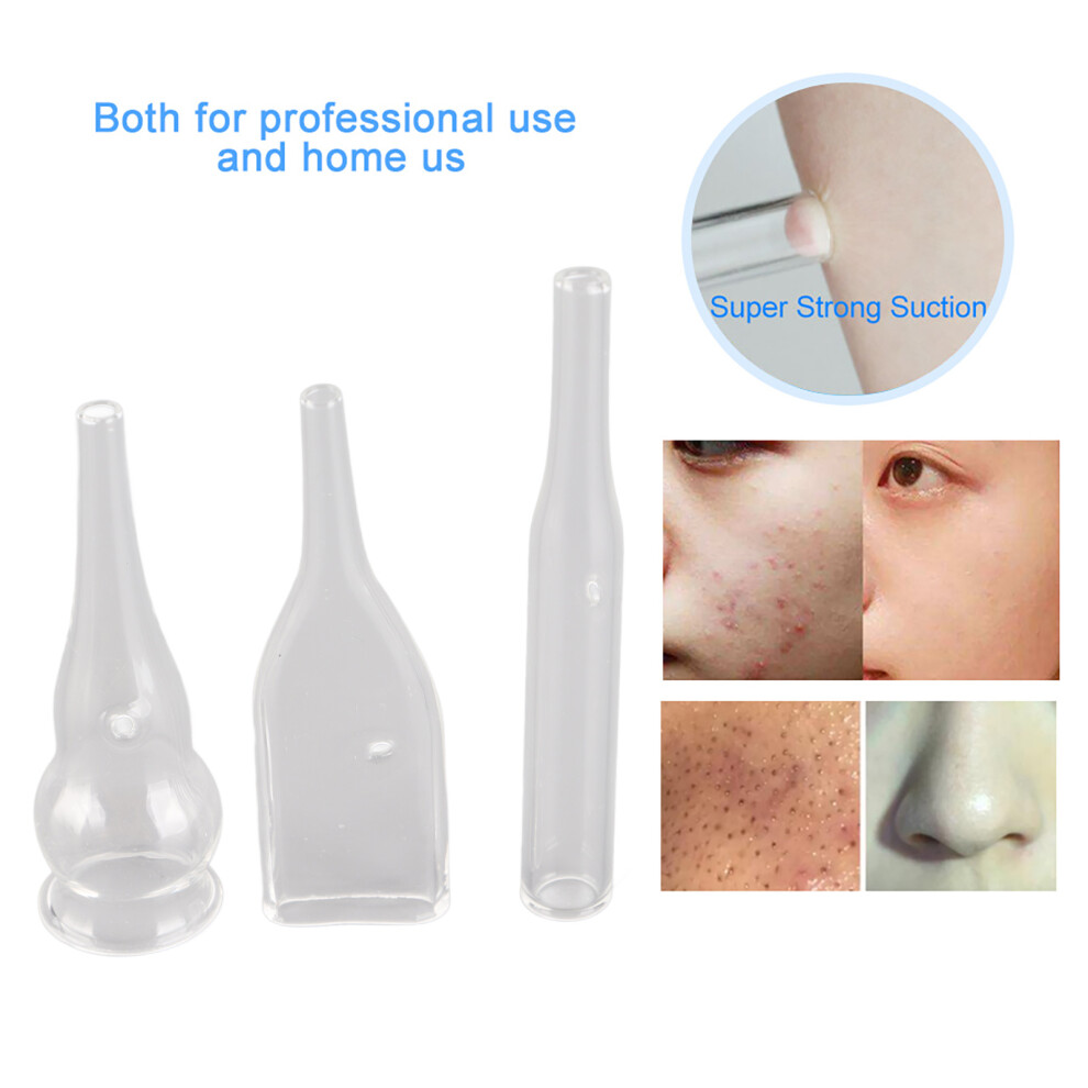 3PCS Glass Blackhead Removal Vacuum Face Cleansing Pipe Set