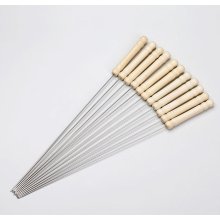 Barbecue Skewers, Heat Resistance Stainless Steel Ergonomic Non-slip Wooden Handle For Camping Hiking, 30 PCS Portable Reusable Easy Clean Tools For G