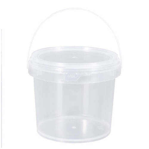 Round Plastic Bucket with Lid, Sturdy Handle for Secure Grip, Stackable Design Saves Space, Lightweight Yet Durable Build, Transparent Container for V
