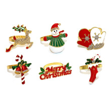 Inele festive pentru șervețele, decor metalic de Crăciun cu motiv fulg de zăpadă, decorațiune elegantă de masă pentru suporturi de