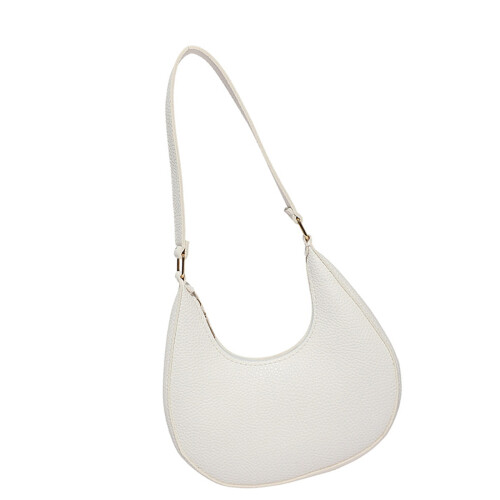 Stylish Mini Shoulder Bag Soft PU Spacious Interior Daily-White