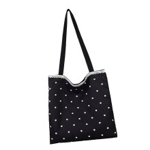 Fashionable Floral Lace Shoulder Bag Practical-Black Polka dots