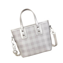 Compact Crossbody Purse With Contrast Panels-Silver