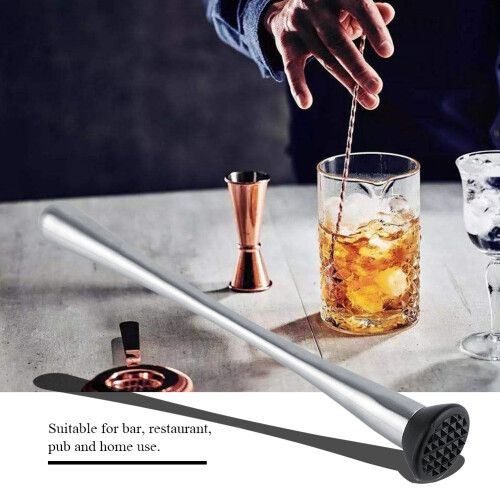 Barware Tool: Long Handle Stainless Steel Cocktail Muddler for Drinks and Fruit