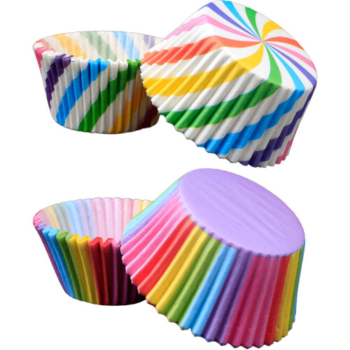 Φύλλα για cupcakes, φωτεινά χρώματα, λαδόκολλα τροφίμων, τυπικό μέγεθος, κατάλληλα