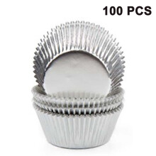 Festliche, glänzende Standard-Cupcake-Förmchen aus silberner Folie, 100 Stück, hochwertiges, dickeres Material, perfekt für Backanlässe und