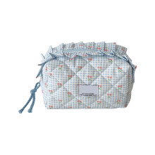 Plaids Makeup Bag,Portable Travel Cosmetic-Blue