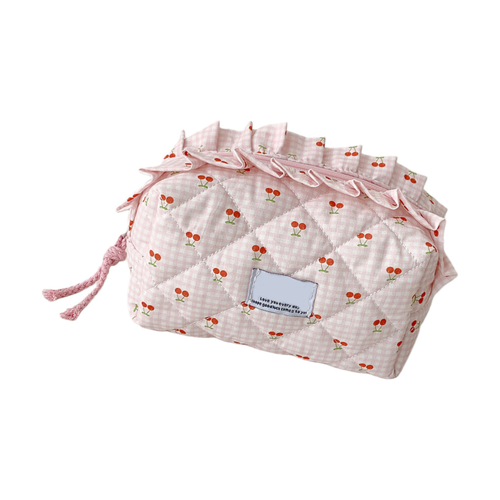 Pink Travel Cosmetic Bag,Large Capacity Makeup Bag ,Plaids