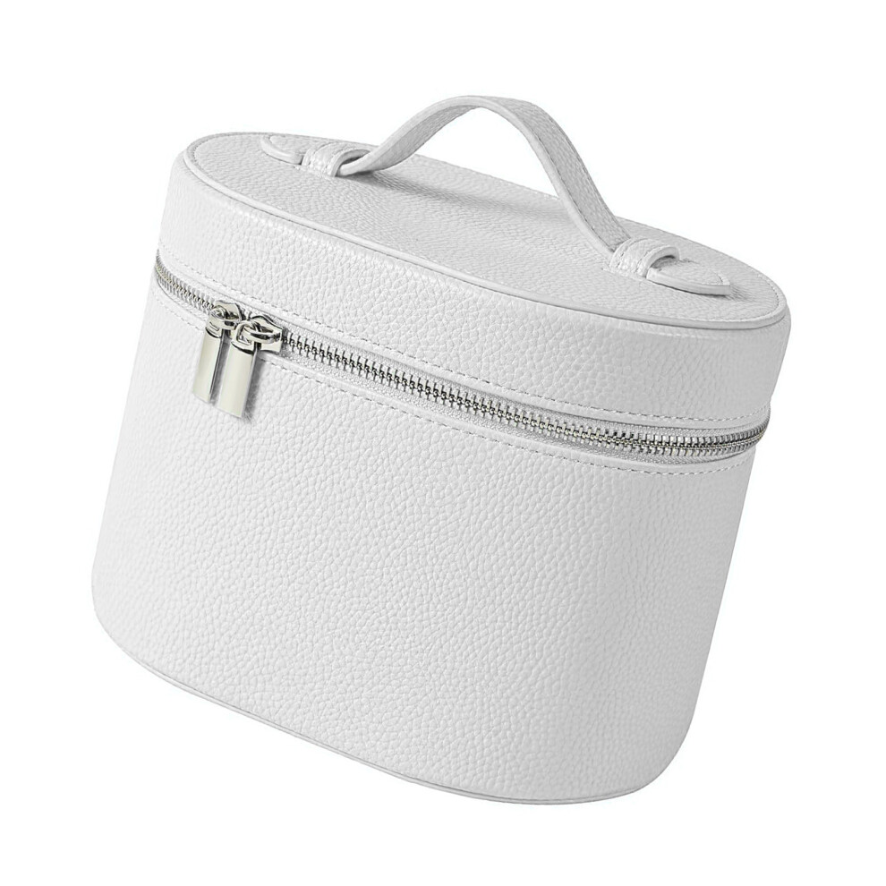 Large Capacity Storage Bag Leather Makeup Bag Toiletry-White