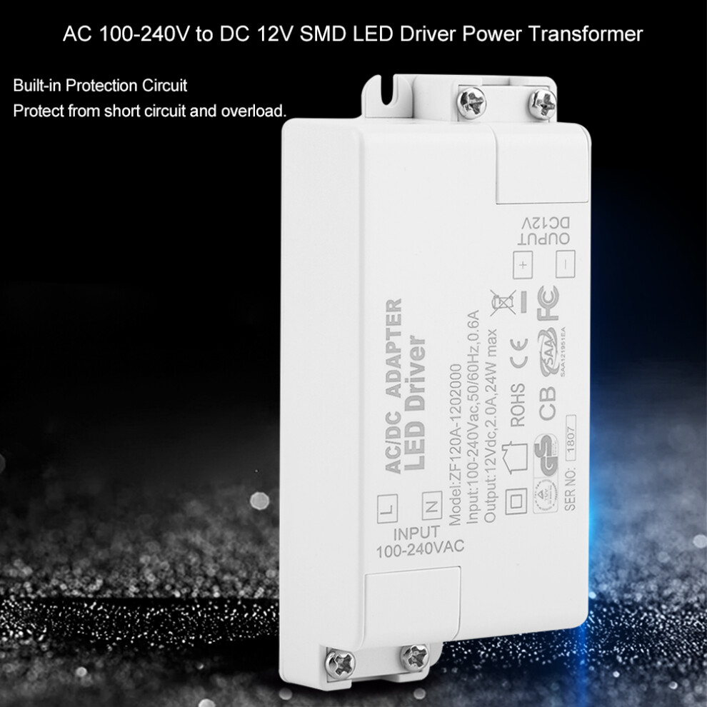 Led Power Supply 12V 24W Ac/Dc Smd Led Driver Switch Transformer For Ing Light 4961362718674
