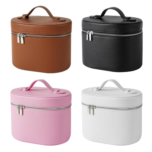 Leder-Make-up-Tasche, Reise-Kulturbeutel mit-Schwarz 1