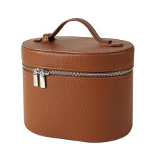 Leder-Make-up-Tasche, tragbare Reise-Kosmetiktaschen,-braun
