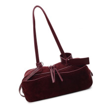 Modische Damen-Schultertaschen aus Wildleder, große-Burgund