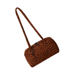 Karierte Achseltasche, Freizeittasche-Braunes Leopardenmuster