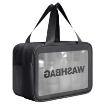 Sac à cosmétiques transparent, sac de maquillage à main,-Noir L